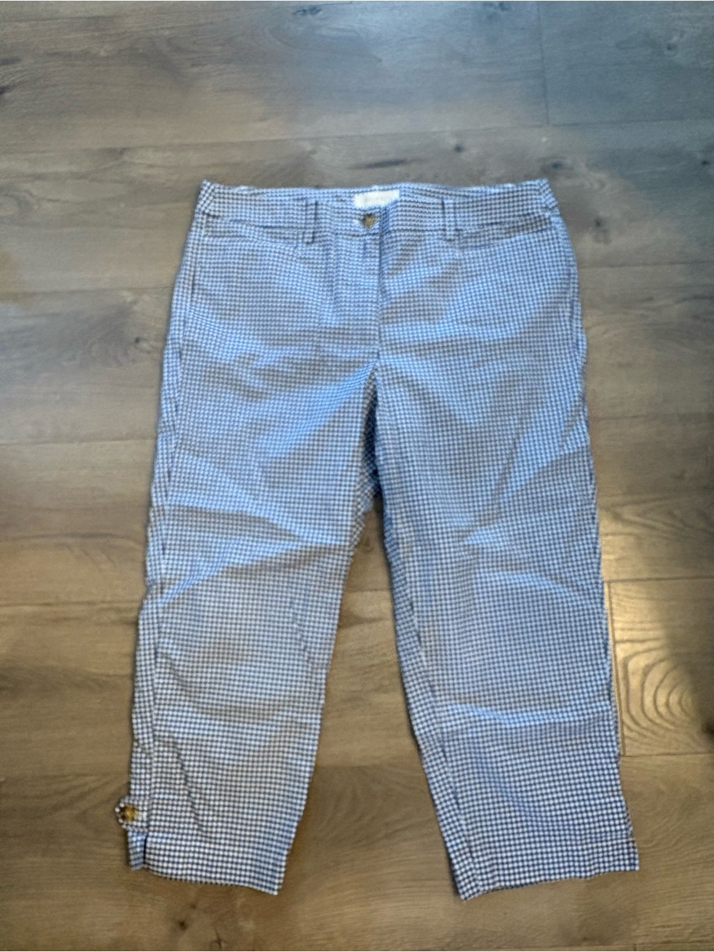 Talbots Navy & White Gingham Cropped Pants
